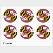Rond Sticker avec Drapeau du Maryland (Feuille)