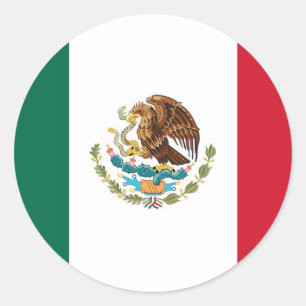 Rond Sticker avec Drapeau du Mexique