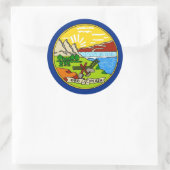 Rond Sticker avec drapeau du Montana (Sac)