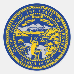 Rond Sticker avec drapeau du Nebraska
