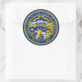 Rond Sticker avec drapeau du Nebraska (Sac)