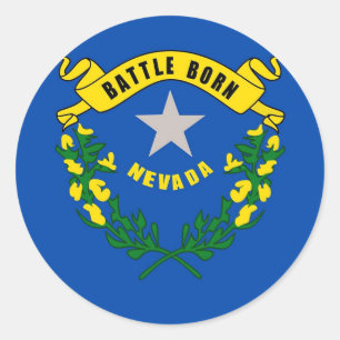 Rond Sticker avec Drapeau du Nevada