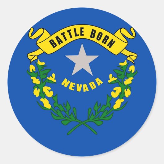 Rond Sticker avec Drapeau du Nevada (Devant)