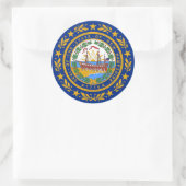 Rond Sticker avec drapeau du New Hampshire (Sac)