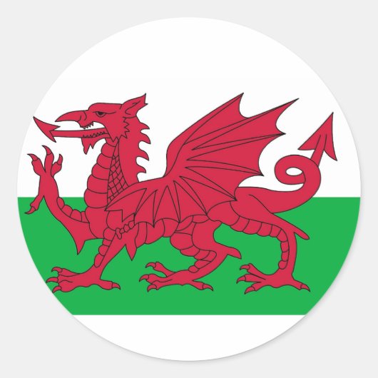 Rond Sticker avec Drapeau du Pays de Galles (Devant)