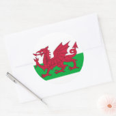 Rond Sticker avec Drapeau du Pays de Galles (Enveloppe)