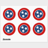 Rond Sticker avec Drapeau du Tennessee (Feuille)