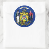 Rond Sticker avec drapeau du Wisconsin (Sac)