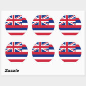 Rond Sticker avec Drapeau Hawaii (Feuille)