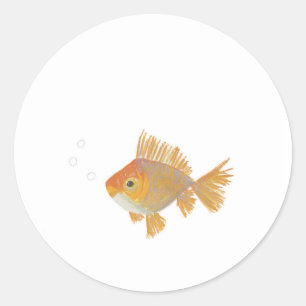 Rond Sticker Avec Illustration De Poisson D'Or