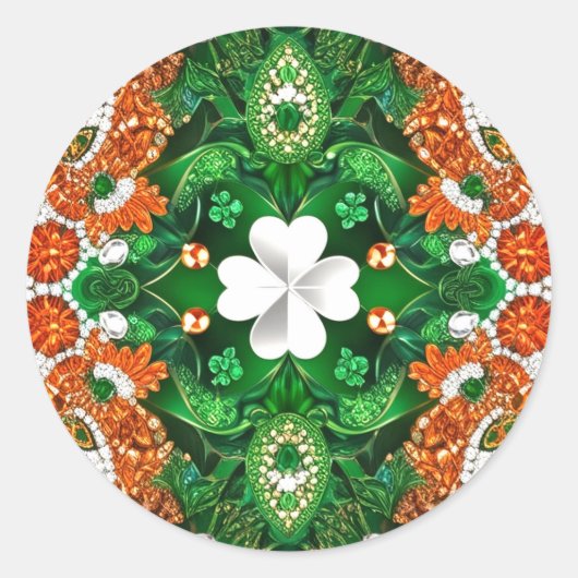 Rond Sticker avec Irlande Colors Design (Devant)
