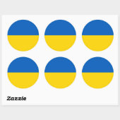 Rond Sticker avec le drapeau de l'Ukraine (Feuille)