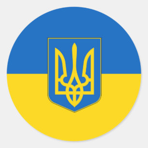 Rond Sticker avec le drapeau de l'Ukraine