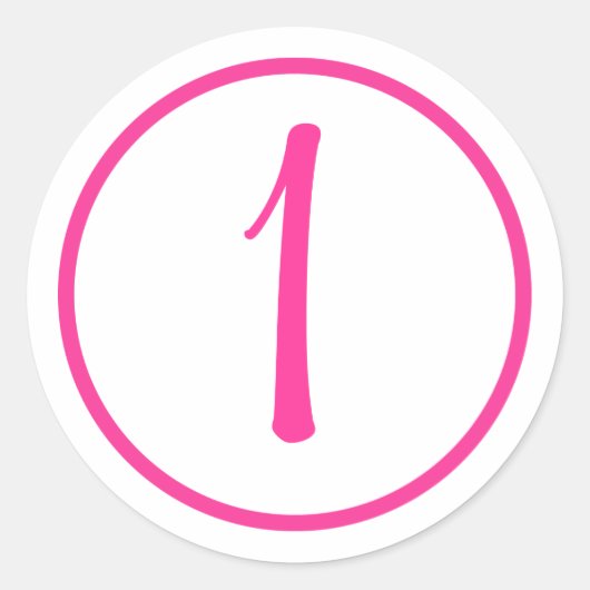 Rond Sticker avec numéro rose et bordure (Devant)