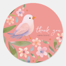 Sticker avec oiseau et fleurs sur arrière - plan r