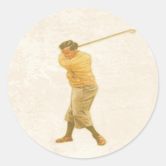 Rond Sticker avec Vintage Golf Player (Devant)