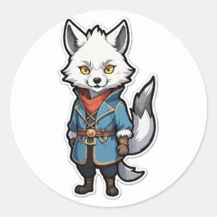 Rond Sticker aventurier Wolf Anime Warrior