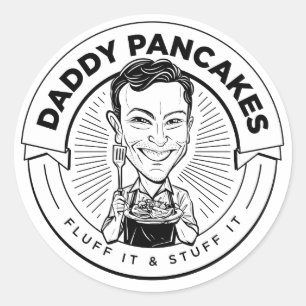 Rond Sticker B&W "Daddy Pancakes"