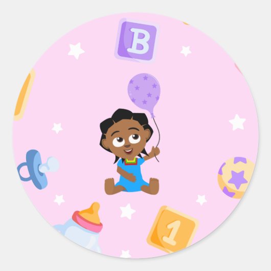 Rond Sticker Baby shower Akili et Me (Devant)
