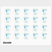 Rond Sticker Baby shower Bébé Bleu (Feuille)
