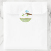 Rond Sticker Baby shower Bébé Bleu Oiseau (Sac)