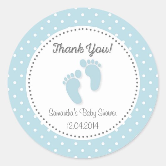 Rond Sticker Baby shower Bébé bleu pieds (Devant)
