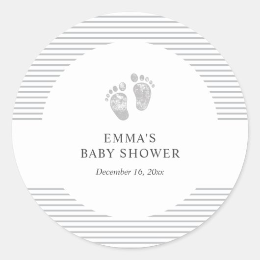 Rond Sticker baby shower | Bébé Empreinte Gris Gris (Devant)