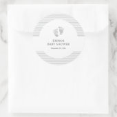 Rond Sticker baby shower | Bébé Empreinte Gris Gris (Sac)