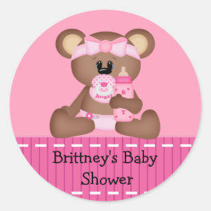 Rond Sticker Baby shower bébé ours
