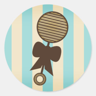 Rond Sticker Baby shower Bleu - Bateau Vintage