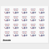Rond Sticker Baby shower bleu et rouge (Feuille)