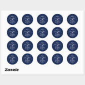 Rond Sticker Baby shower bleu nautique (Feuille)