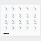 Rond Sticker Baby shower Blue Elephant (Feuille)