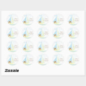 Rond Sticker Baby shower Blue Sailboat (Feuille)