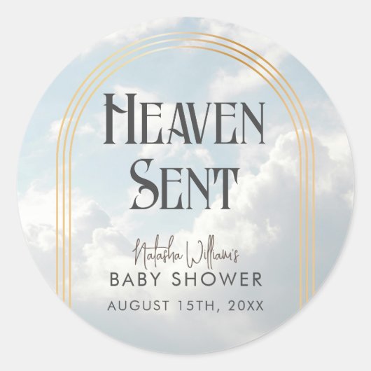 Rond Sticker Baby shower Ciel bleu ciel (Devant)