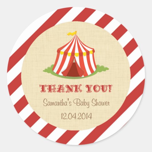 Rond Sticker Baby shower cirque (Devant)