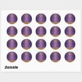 Rond Sticker Baby shower Couronne violet et or (Feuille)