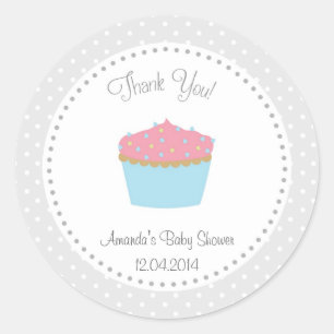 Rond Sticker Baby shower Cupcake