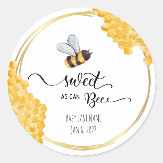Rond Sticker Baby shower d'abeilles (Devant)