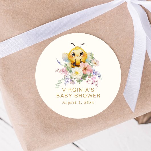 Rond Sticker Baby shower d'abeilles