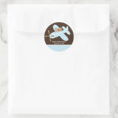 Rond Sticker Baby shower d'avion bleu (Sac)