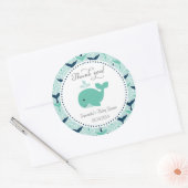 Rond Sticker Baby shower de baleine bleue (Enveloppe)