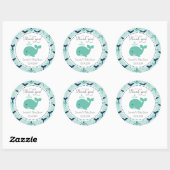 Rond Sticker Baby shower de baleine bleue (Feuille)