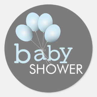Rond Sticker Baby shower de balloon bleu moderne