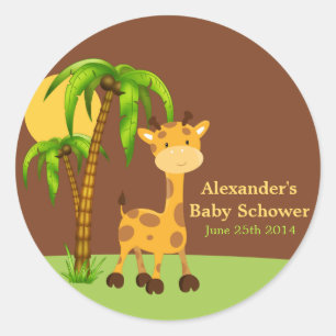 Rond Sticker Baby shower de la Giraffe mignonne