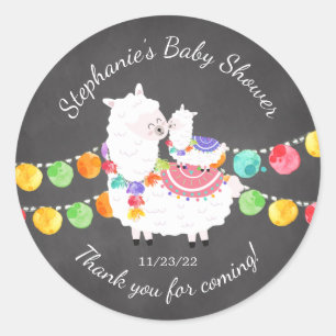 Rond Sticker Baby shower de la mignonne Llama Mama Favo