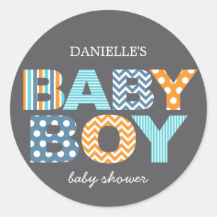 Rond Sticker Baby shower de lettres découpées