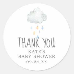 Rond Sticker Baby shower de Merci de nuage de pluie Fav