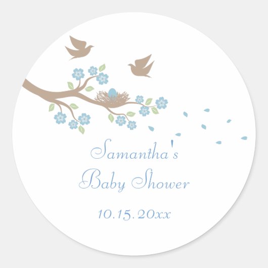 Rond Sticker Baby shower de nids d'oiseaux (Devant)