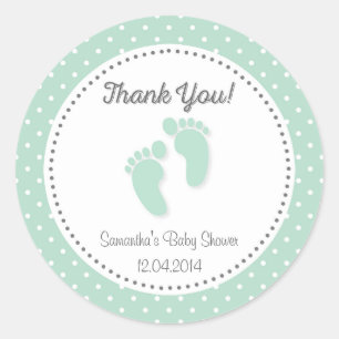Rond Sticker Baby shower de pieds pour bébé vert Mint